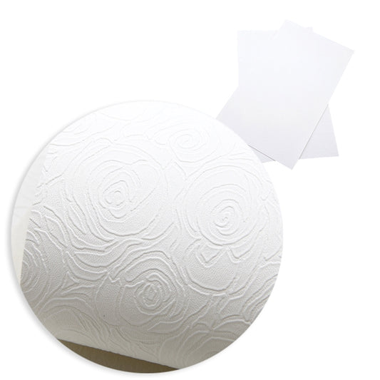 Embossed Roses ~ White ~ PU Faux Leather Leatherette Pleather ~ 0.60mm