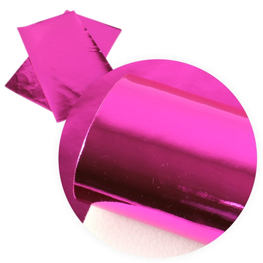 Metallic Shiny Mirror ~ Hot Pink ~ Faux Leather Sheets