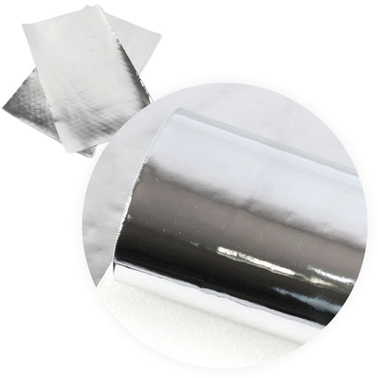 Metallic Shiny Mirror Silver ~ Faux Leather Sheets