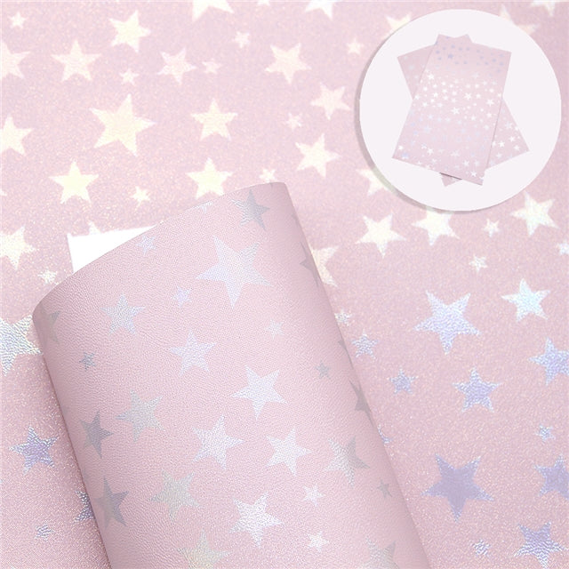 SALE ⋅ Falling Stars ⋅ Metallic Pearl Baby Pink ⋅ Vegan Synthetic Bow Leather Leatherette