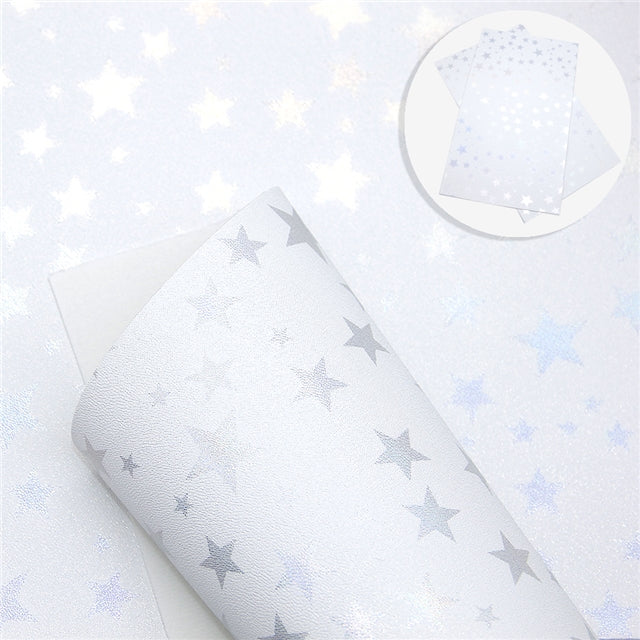 SALE ⋅ Falling Stars ⋅ Metallic Pearl White ⋅ Vegan Synthetic Bow Leather Leatherette