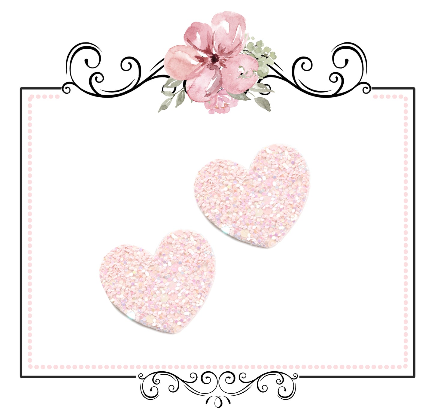 5 x Chunky Glitter Heart Embellishment ~ Pink