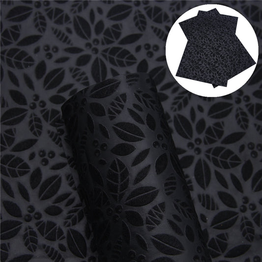 Embossed Flowers • Black • Thin Floral Craft Fabric