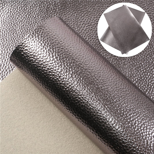 • Metallic Pewter • Litchi Grain Vegan Faux Leather