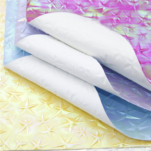 SALE ⋅ Pearl  Stars ⋅ Embossed Pink Textured Star Faux Leather Craft Fabric Sheets