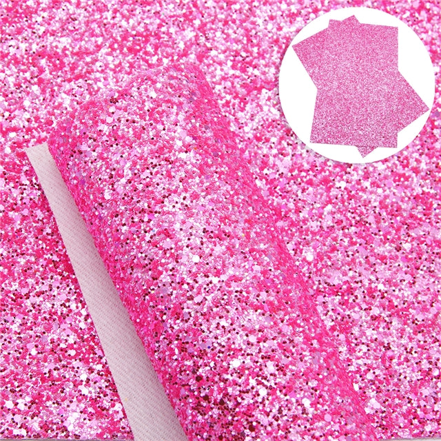 Sparkle Pink ~ 20 x 34cm ~ Chunky Glitter Faux Leather Fabric Sheets