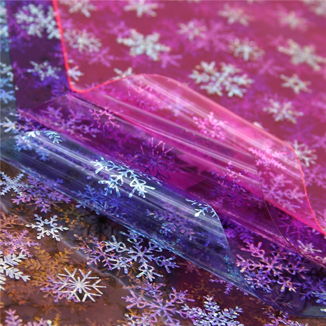 Transparent Hologram Snowflakes ~ Frozen Blue & Silver ~ Bow Making ~ Craft Fabric Sheets