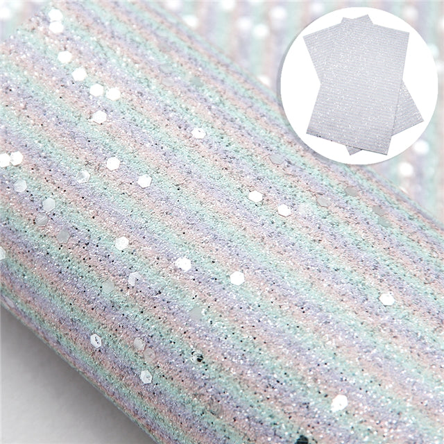 Sprinkle Stripe Glitter ~ Multi-Colour Pastel Rainbow Stripes ~ 3 Colours