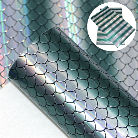 Mermaid Scales ~ Teal/Silver Holographic ~ Faux Leather