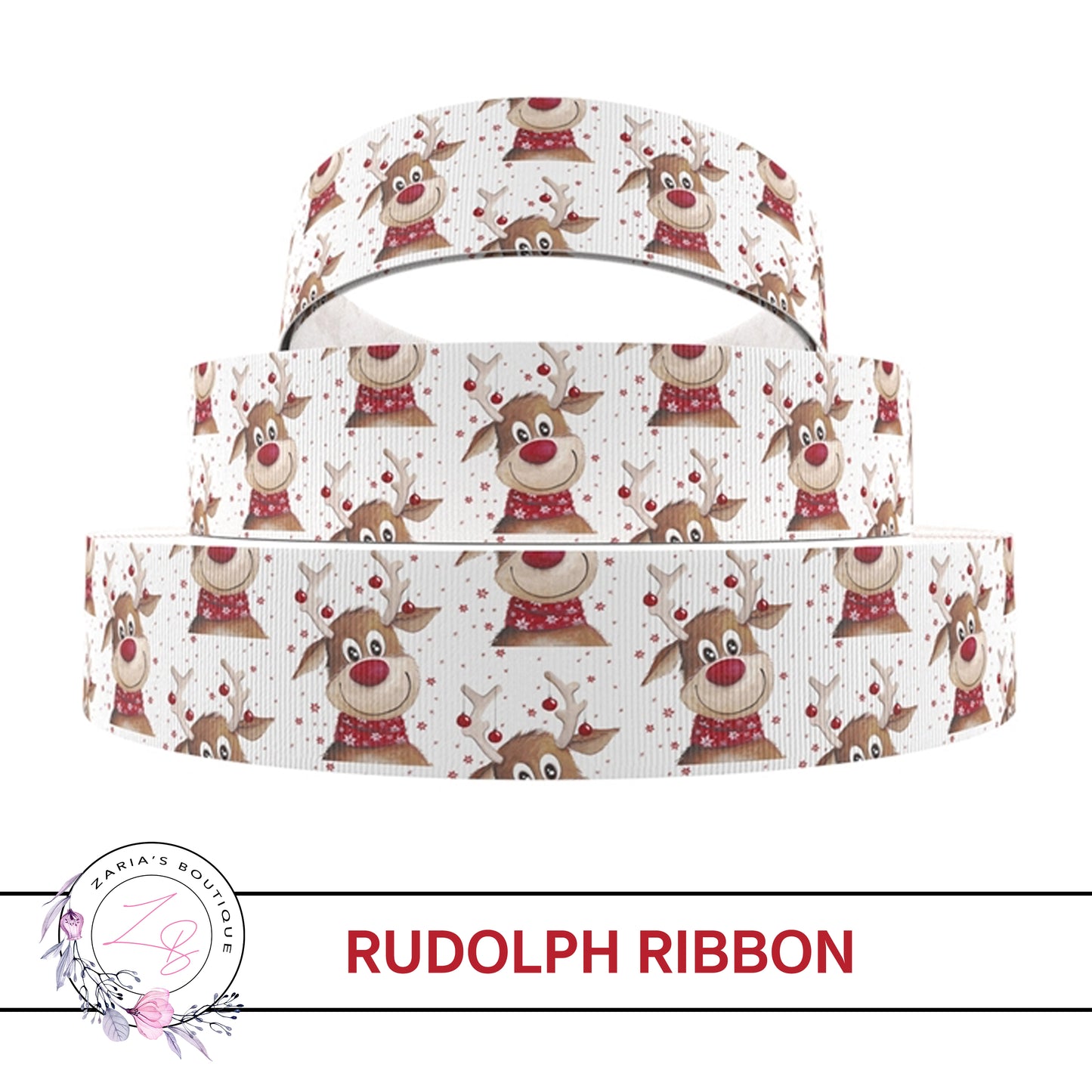 Rudolph Christmas Ribbon ~ 22mm Grosgrain