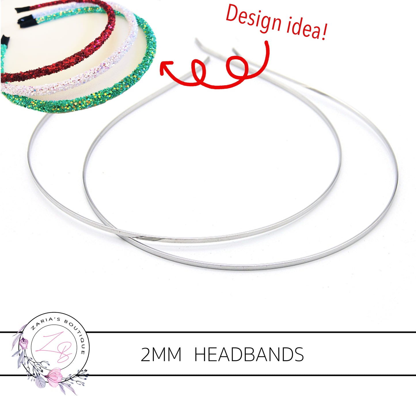 2mm Metal Headbands ~ Silver ~ Ready To Decorate!