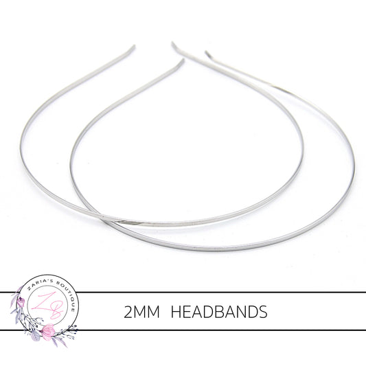 2mm Metal Headbands ~ Silver ~ Ready To Decorate!