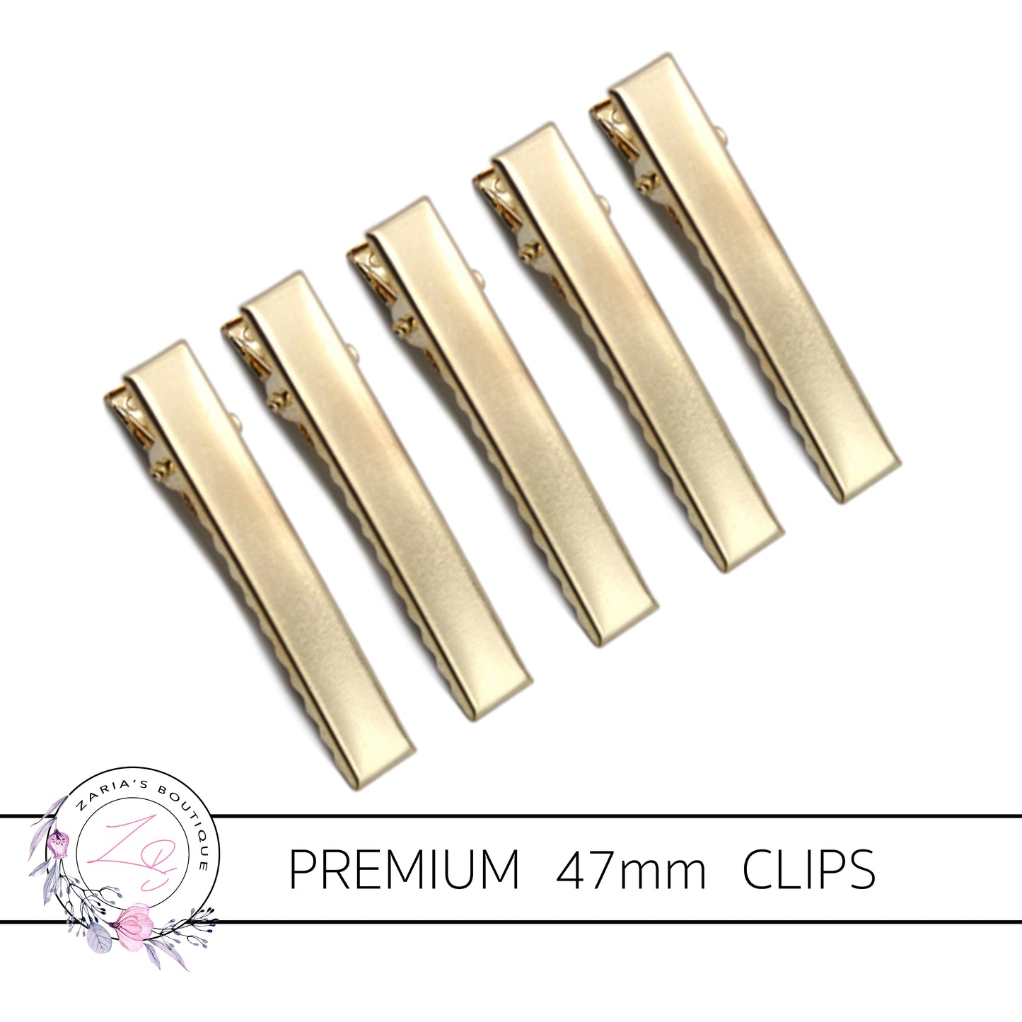 PREMIUM GOLD 47mm Alligator Hair Clips