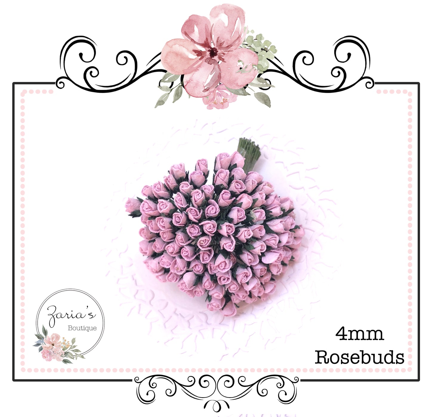 Mulberry Paper Flower ~ Micro Lilac Rosebud ~ 4mm x 10 pieces