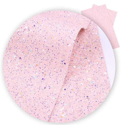 Confetti Pink ~ Chunky Glitter Faux Leather Fabric Sheets ~ 20x34cm