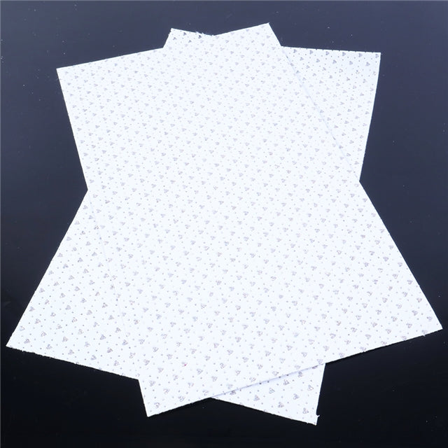 White Faux Leather GLITTER Hearts ~ Silver OR Gold