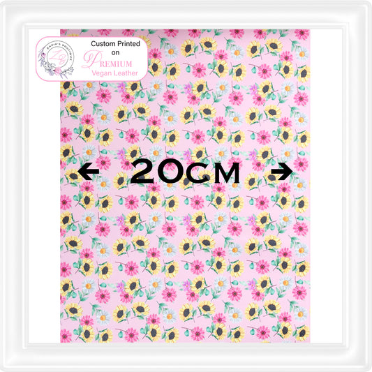 ⋅ Sunflower Bouquet Floral ⋅ Custom Printed Vegan Faux Leather & Hair Clips ⋅