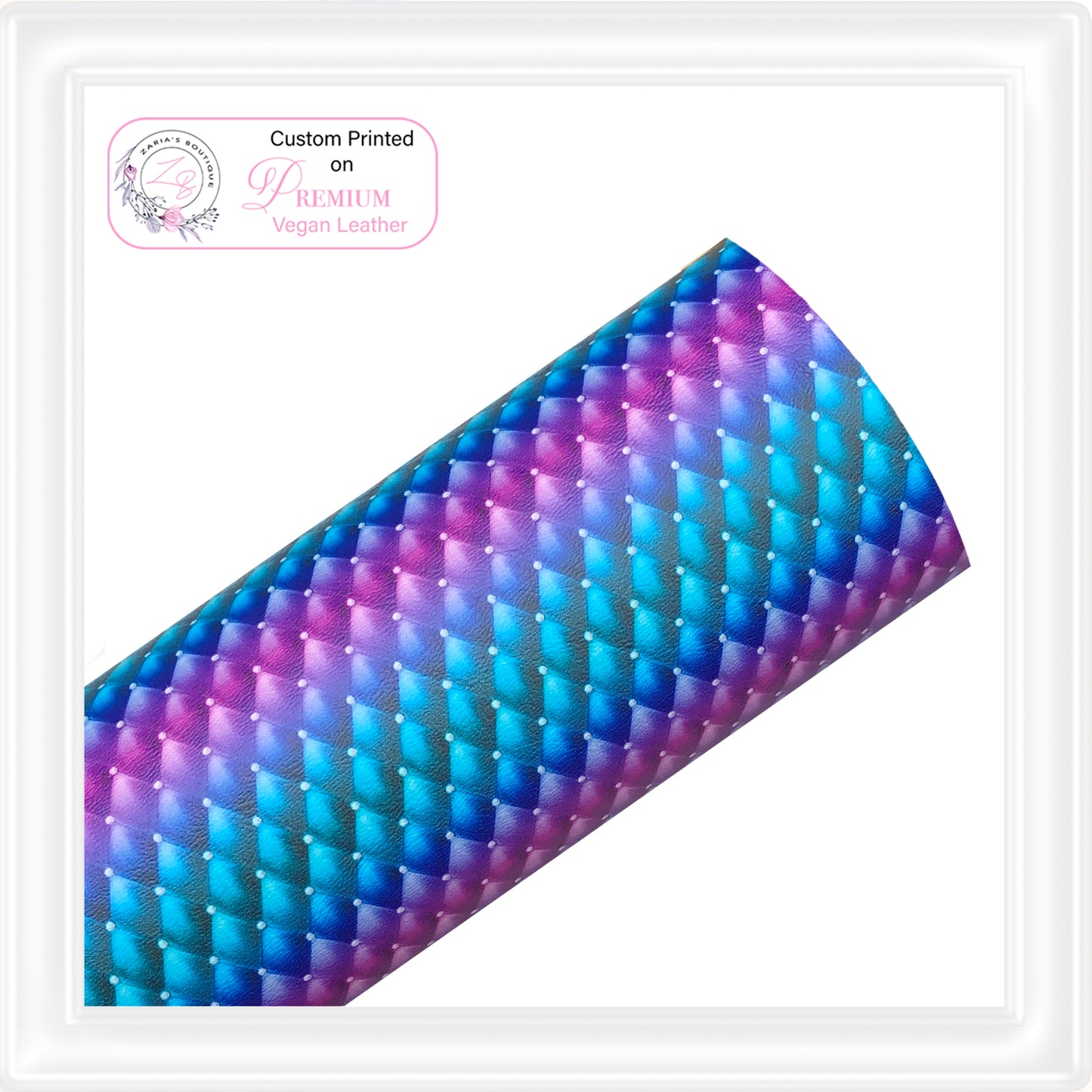 ⋅ Quilted Diamonds⋅ Custom Printed Vegan Faux Leather ⋅