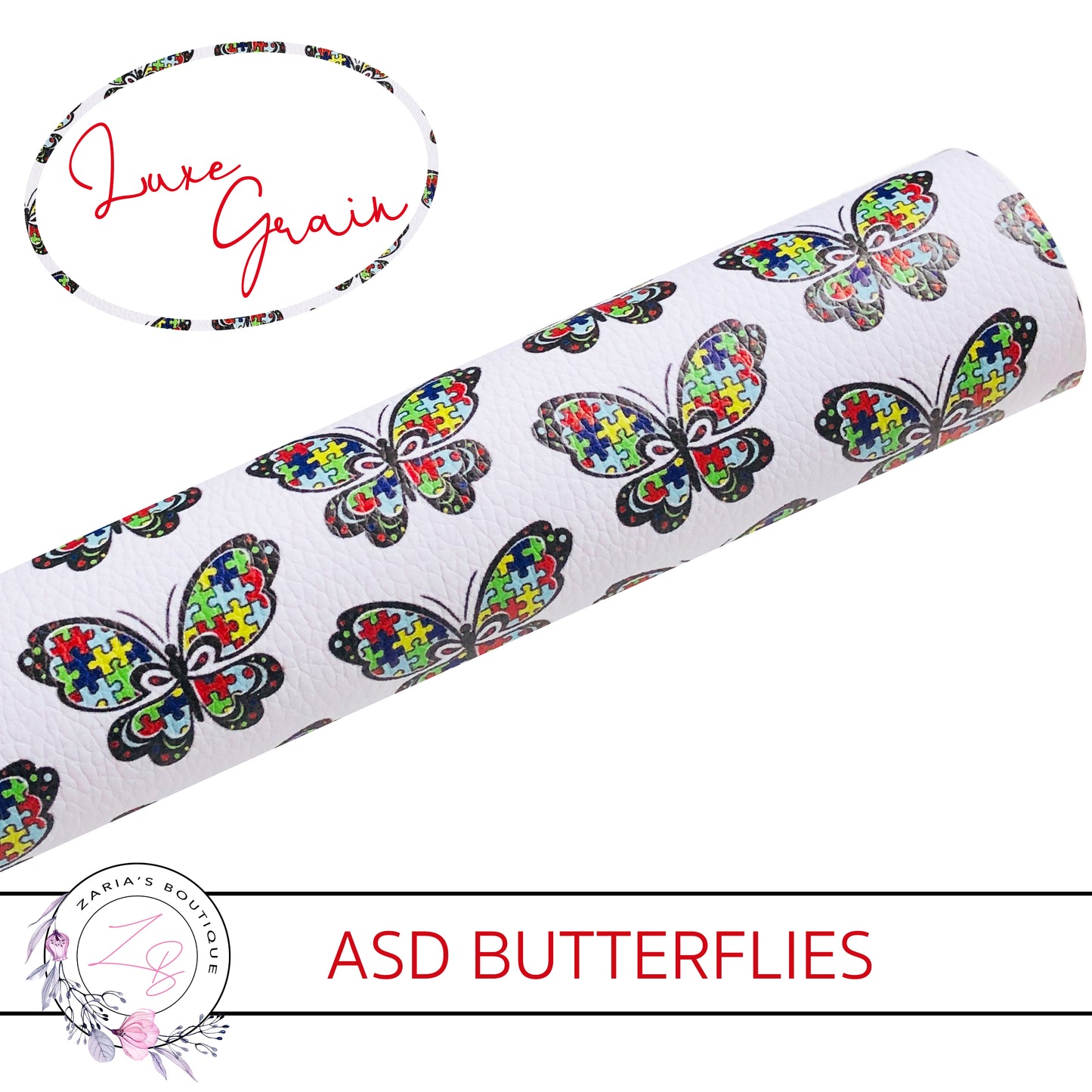 SALE ASD Awareness Butterfly Jigsaw Puzzle Piece Vegan Faux Leather