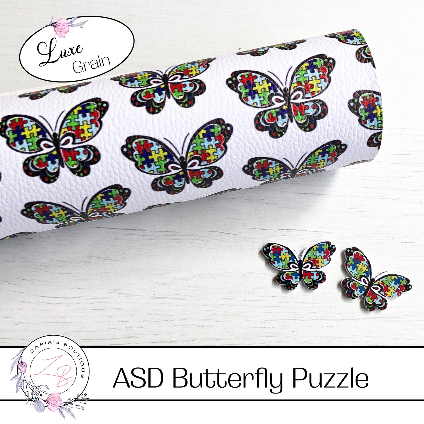 SALE ASD Awareness Butterfly Jigsaw Puzzle Piece Vegan Faux Leather