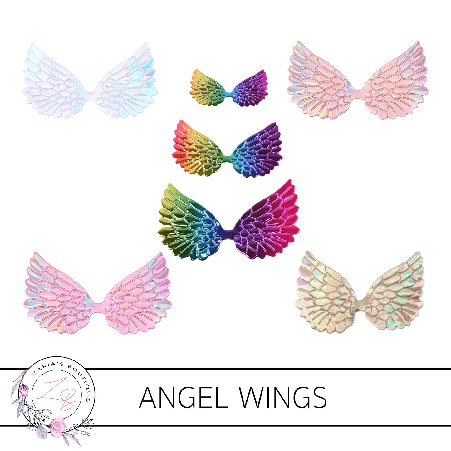 SALE Angel Wings • Metallic Embossed Faux Leather Embellishments • 5 Colours • 2 Pieces