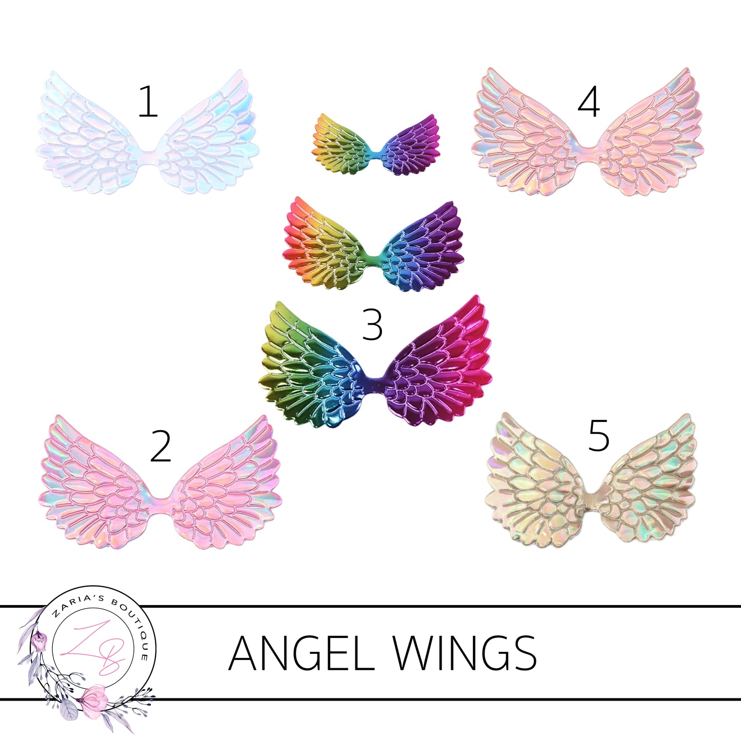SALE Angel Wings • Metallic Embossed Faux Leather Embellishments • 5 Colours • 2 Pieces