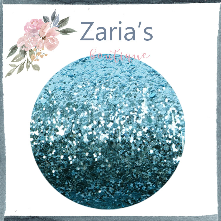 Atlantis Blue ~ Medium Glitter Faux Leather Fabric Sheets
