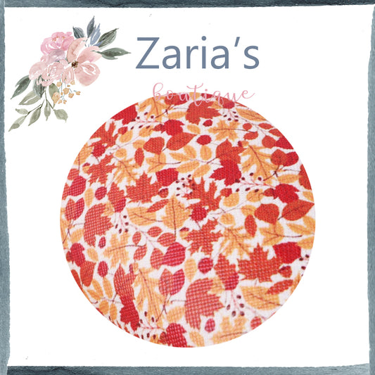 SALE Autumn Leaves ~ Orange Rust White Leaf Leaves Hair Bow Craft Faux Leather