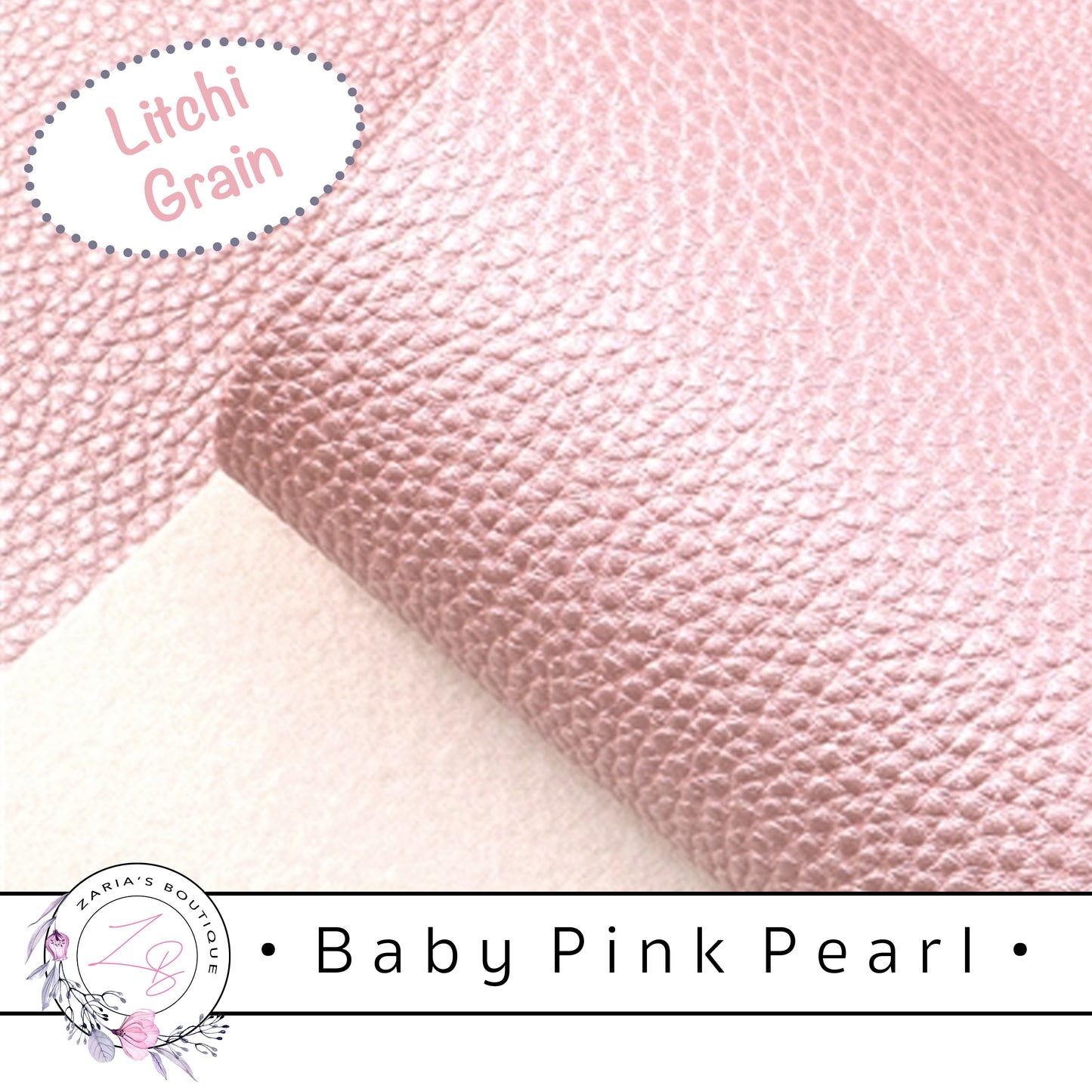 Baby Pink Pearl Faux Leather • Vegan Pebble Grain