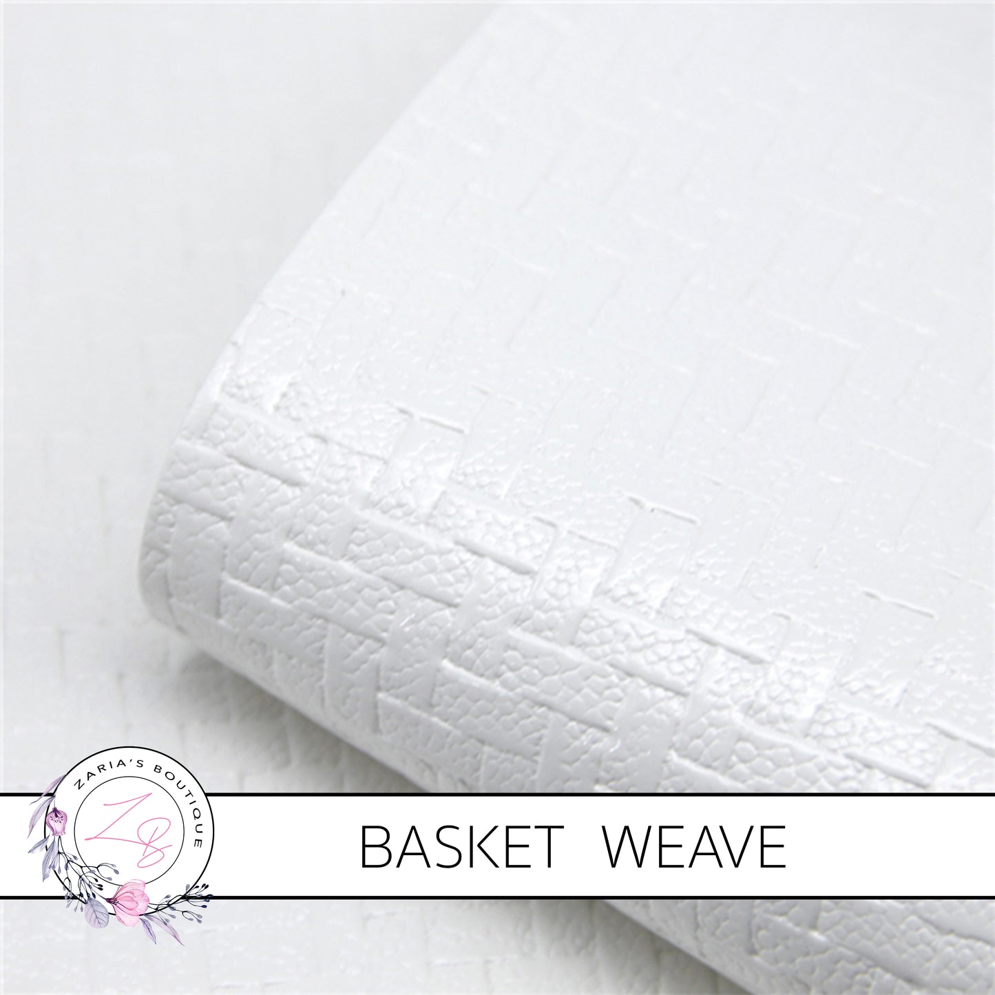 SALE Basket Weave • White • Textured Vegan Faux Leather • 0.84mm