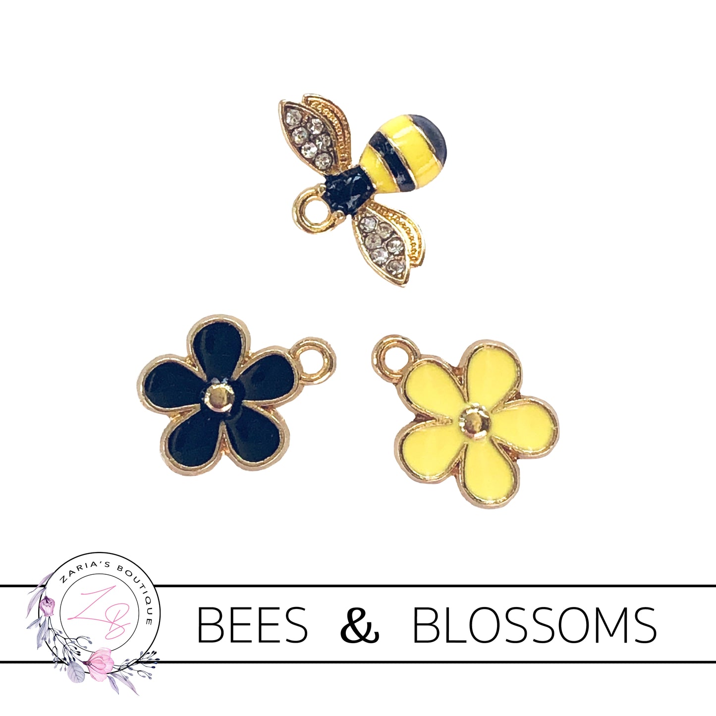 Bees & Blossom Charms ~ Quality Enamel/Metal Embellishments ~ 3 Designs
