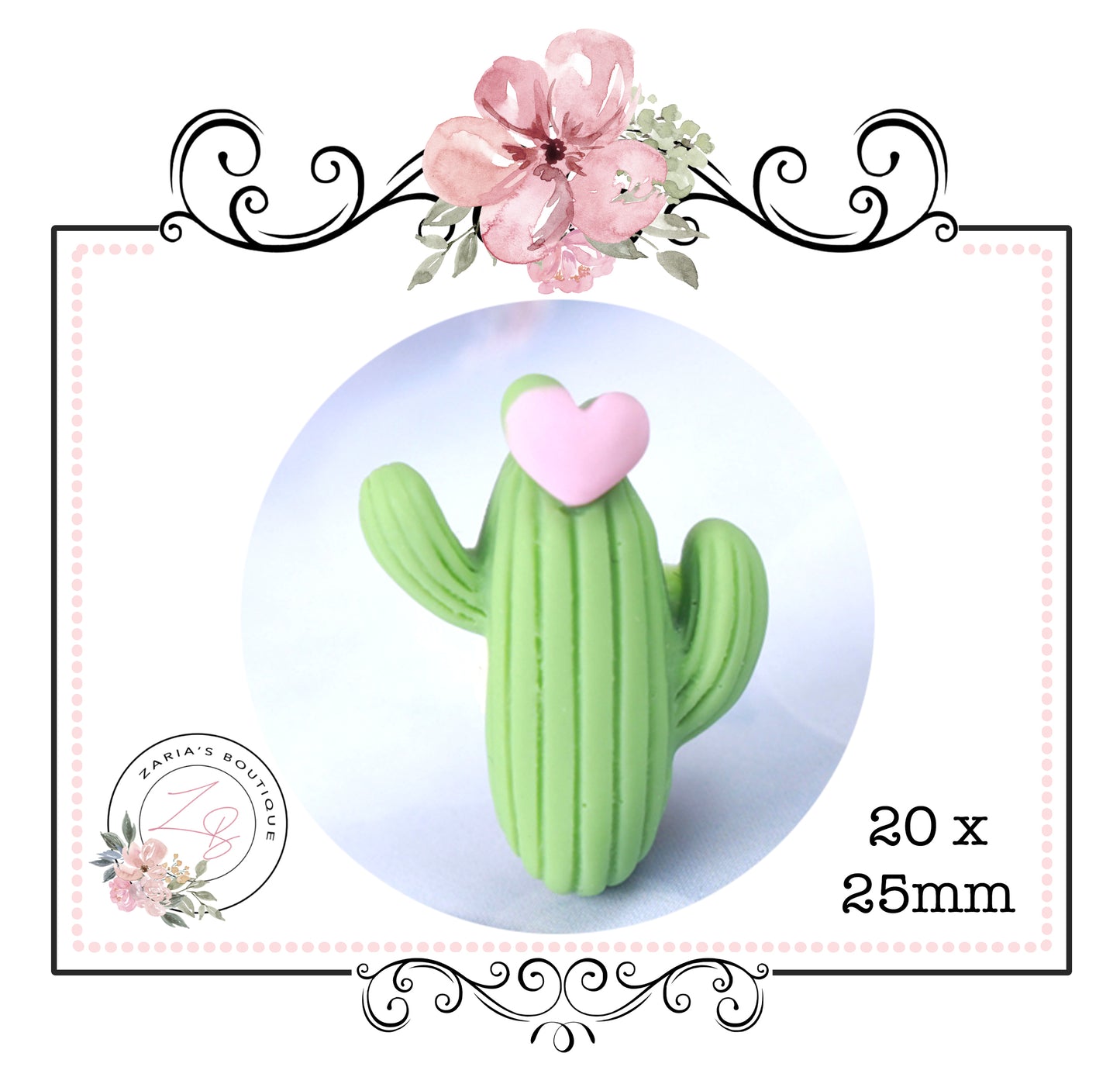 Resin Flatback Bow Embellishment • Green Cactus • 2 pieces