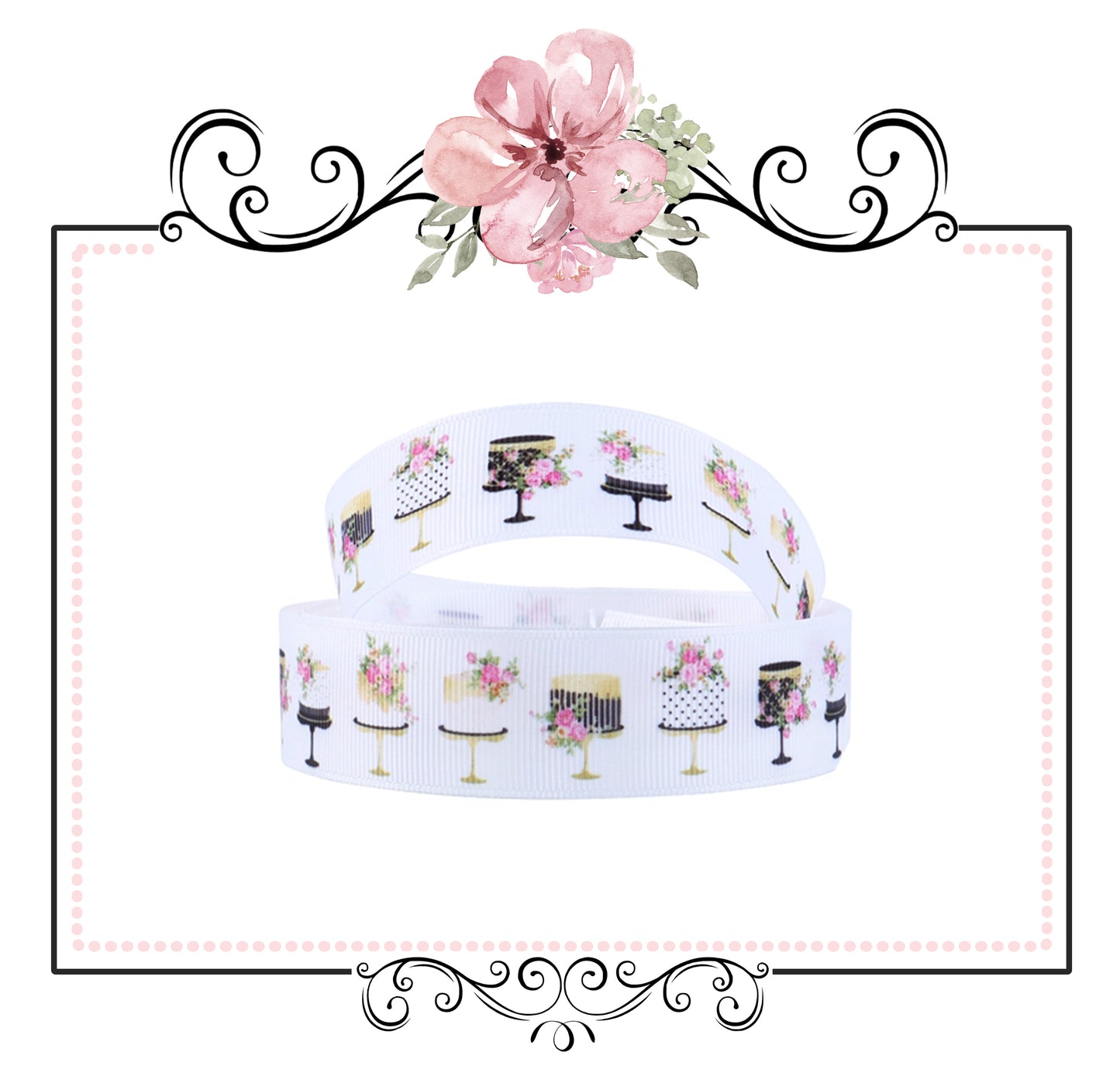 Designer Wedding Cake Ribbon ~ 25mm ~ 1" ~ 2 Yards