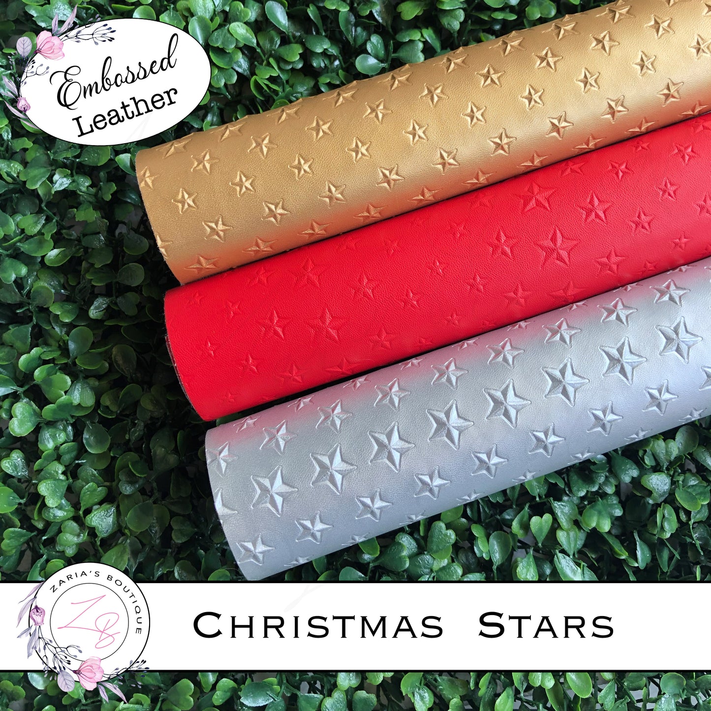 ⋅ Embossed Stars ⋅ Textured Vegan Faux Leather ⋅ Christmas Collection ⋅