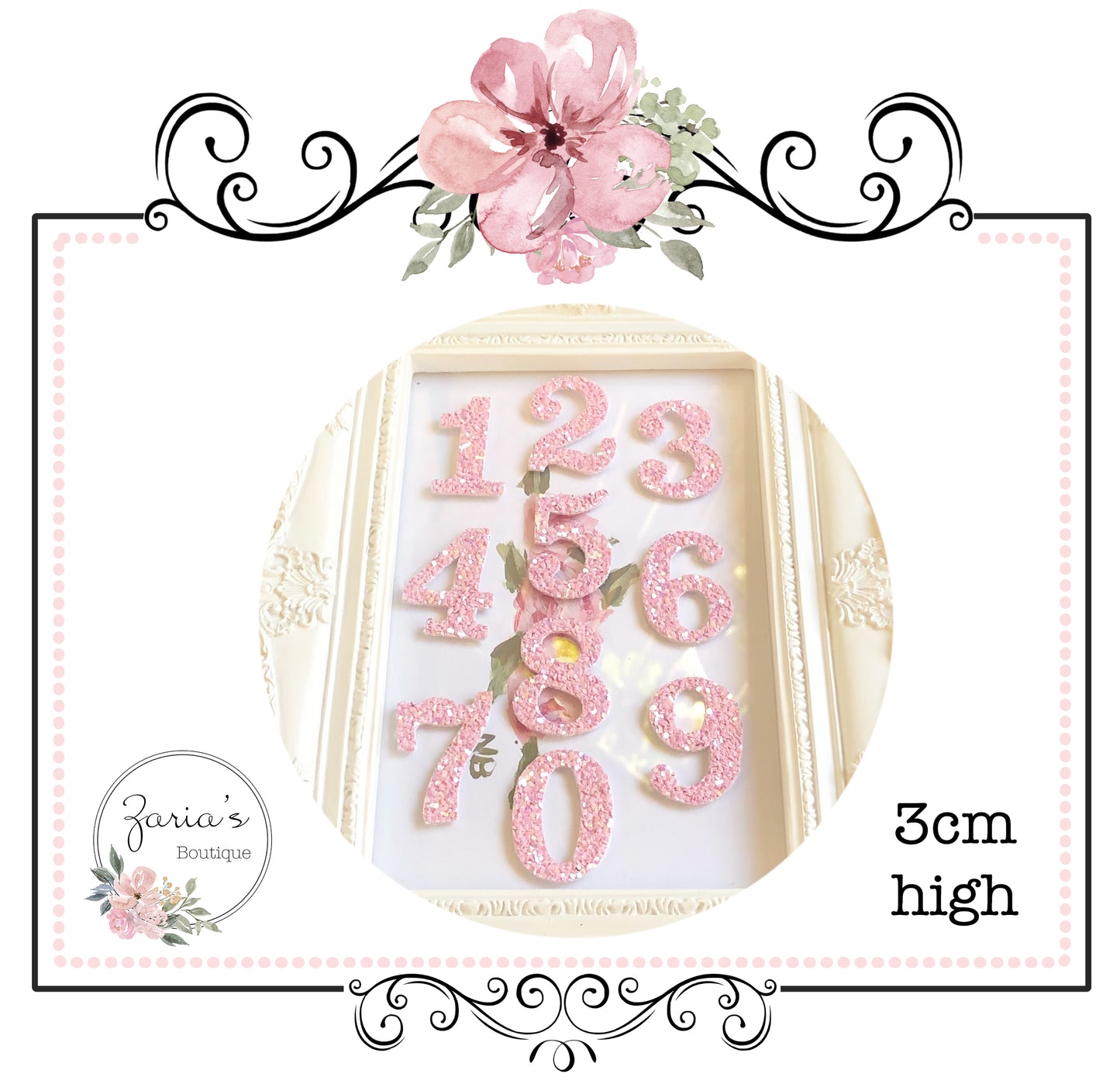 Chunky Glitter Number Embellishments ~ 1-10 ~ Birthday Crown Craft - Pink or Gold
