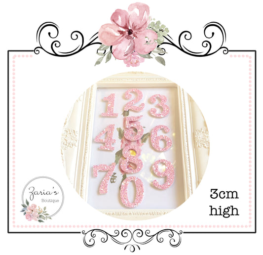 Chunky Glitter Number Embellishments ~ 1-10 ~ Birthday Crown Craft - Pink or Gold