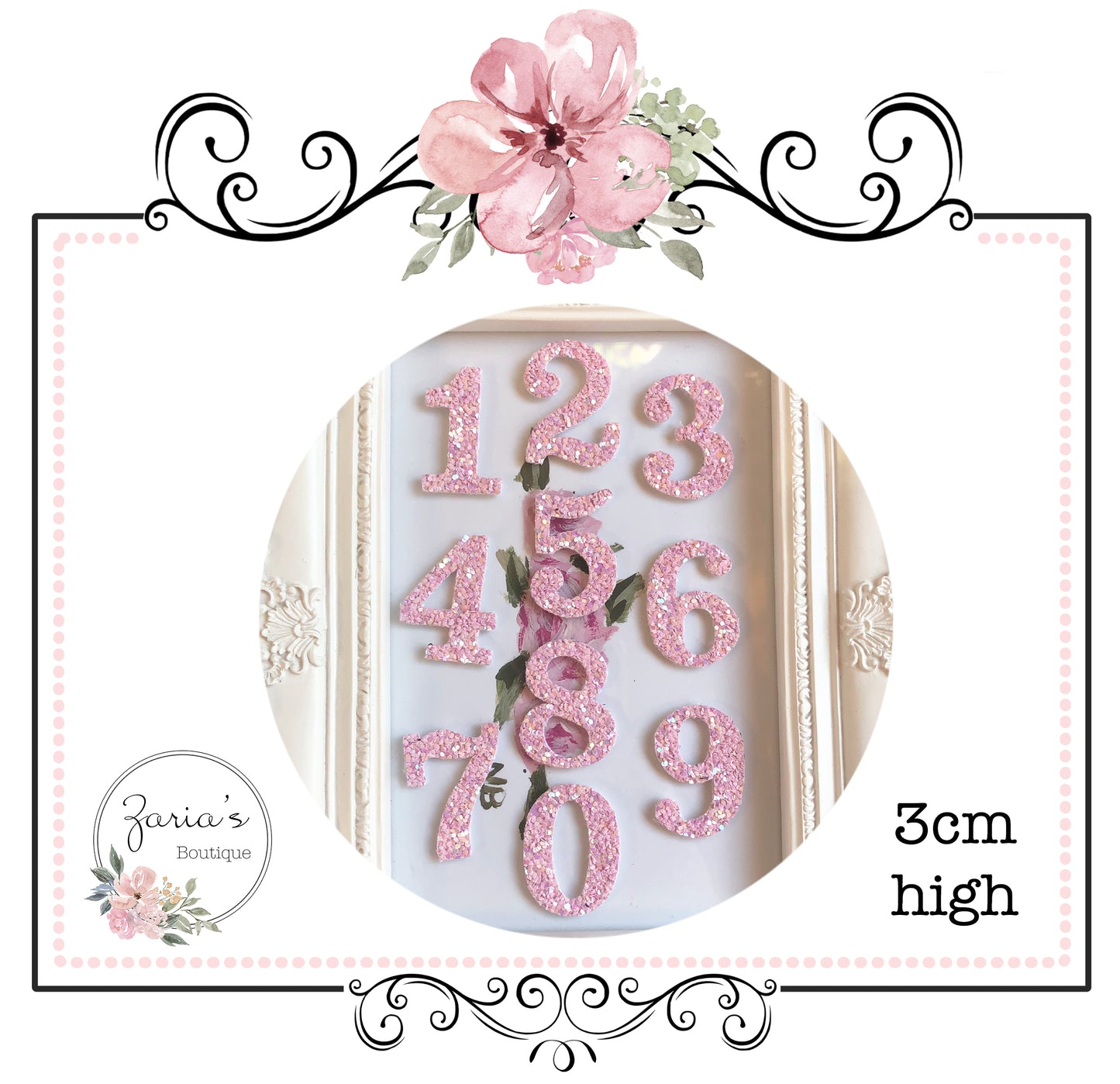 Chunky Glitter Number Embellishments ~ 1-10 ~ Birthday Crown Craft - Pink or Gold