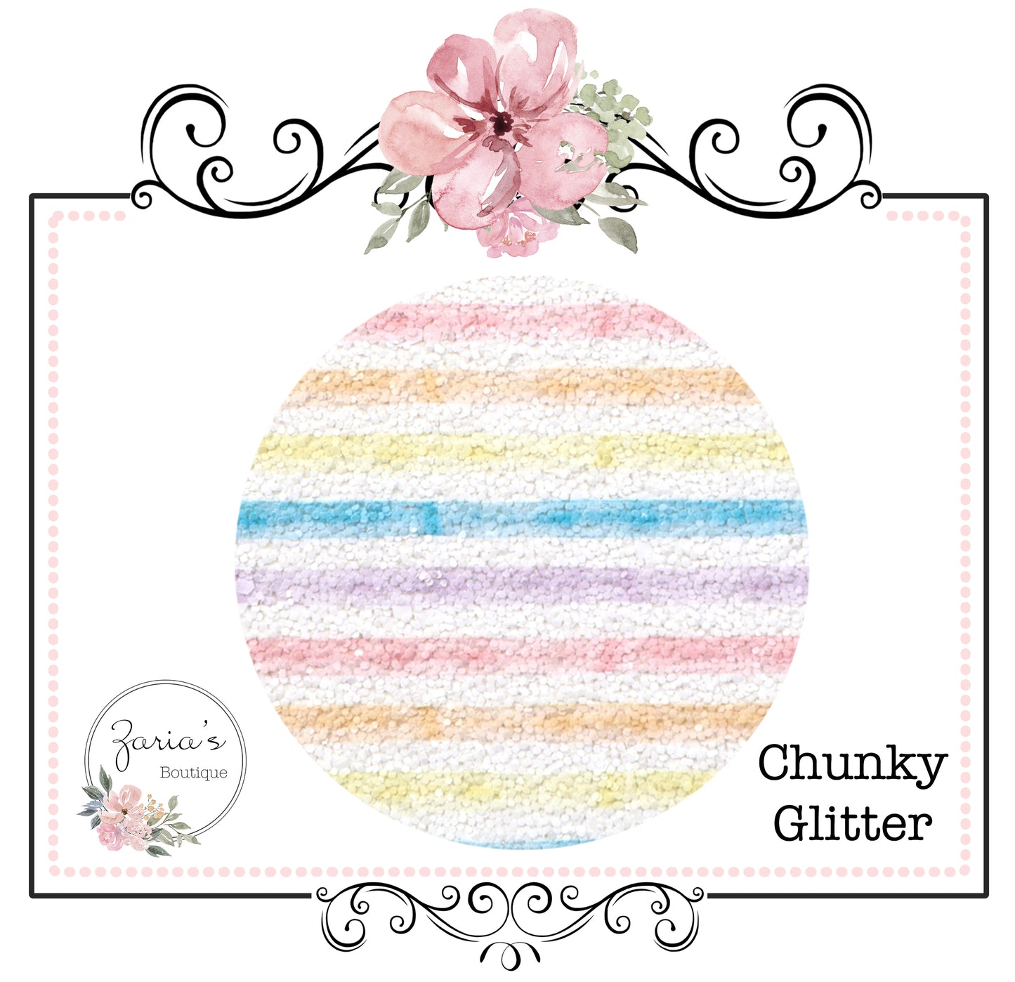 SALE Pastel Stripe Chunky Glitter ~ 1.1mm