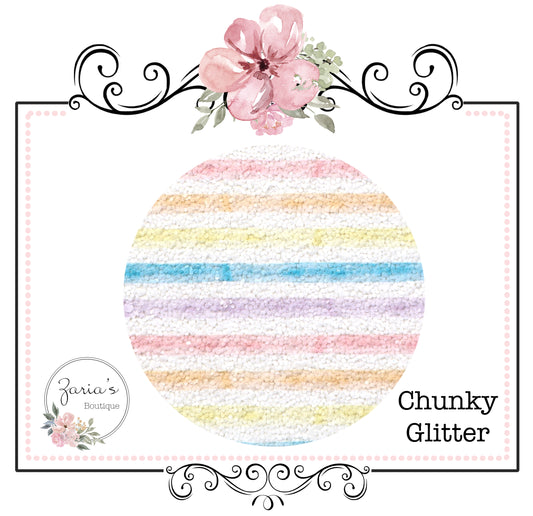 SALE Pastel Stripe Chunky Glitter ~ 1.1mm