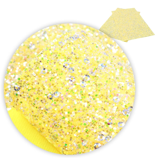 Wiggle Yellow ~ Chunky Glitter Faux Leather Fabric Sheets