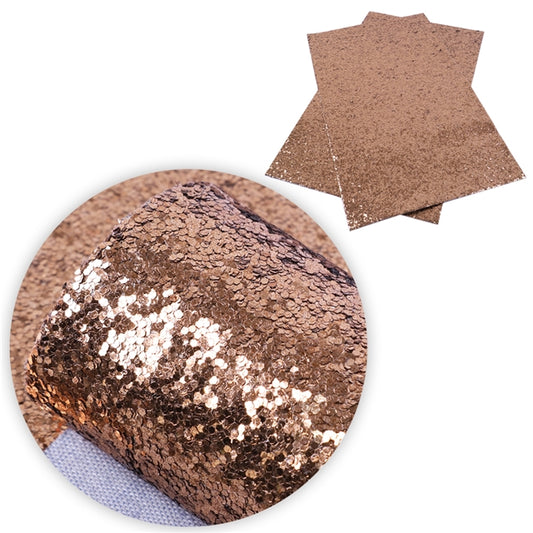 Coffee Light Brown ~ Medium Glitter Faux Leather Fabric Sheets