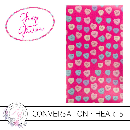 SALE Conversation Hearts • Glossy Glitter Vegan Faux Leather