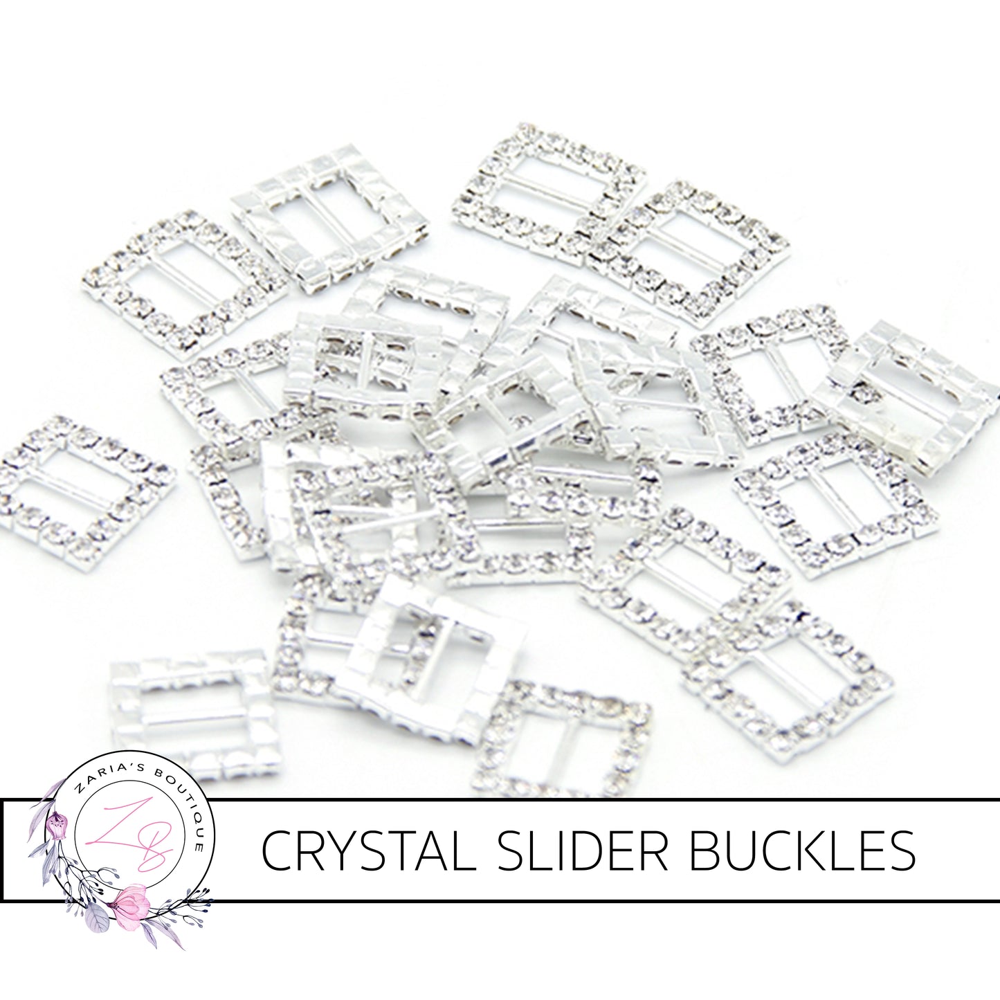 Rhinestone Ribbon Sliders Silver Santa Buckle Christmas Bow Embellishment x 5 pieces