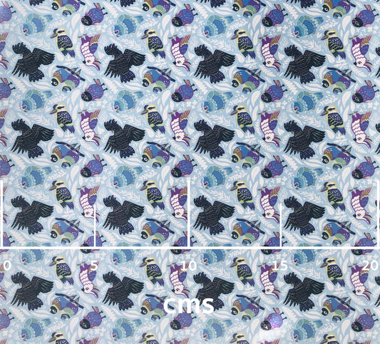 Aussie Birds ⋅ Blues ⋅ Smooth Vegan Faux Leather