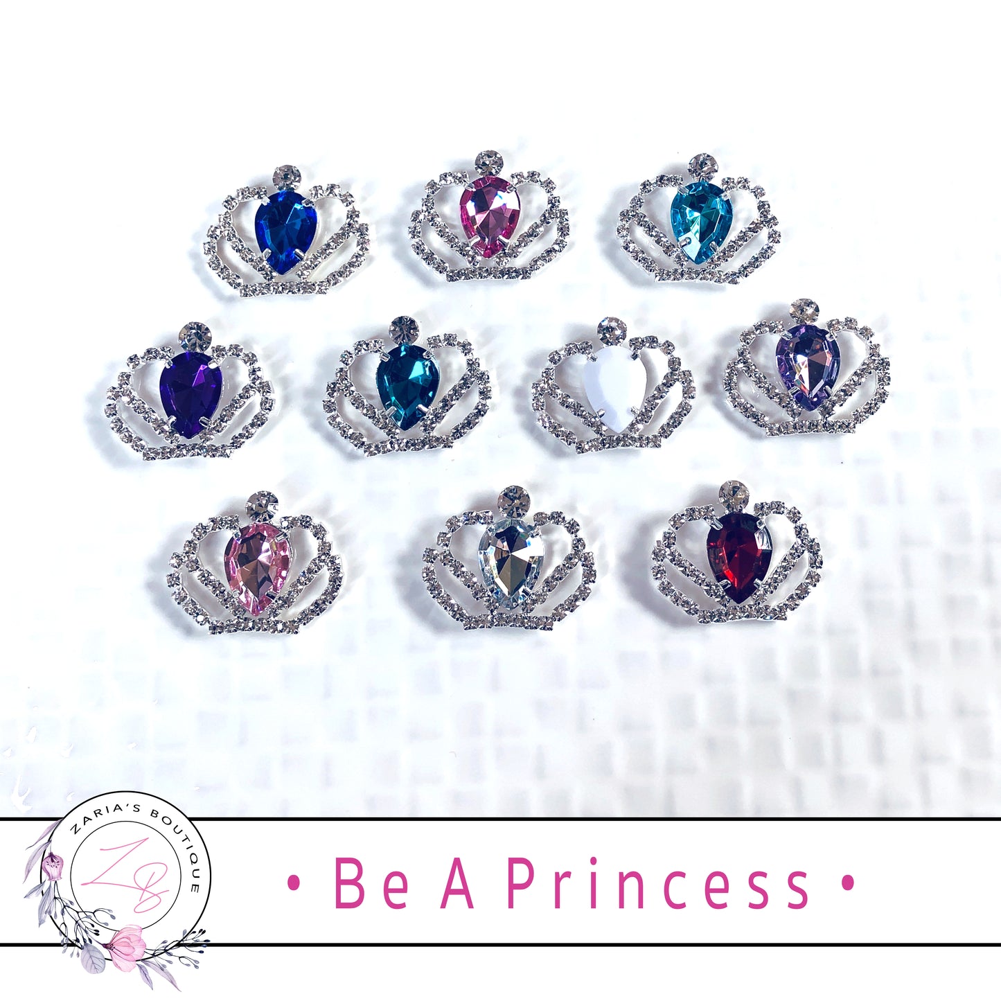 ⋅ Be A Princess ⋅ Crystal Tiara Crown Metal Flatback Embellishment