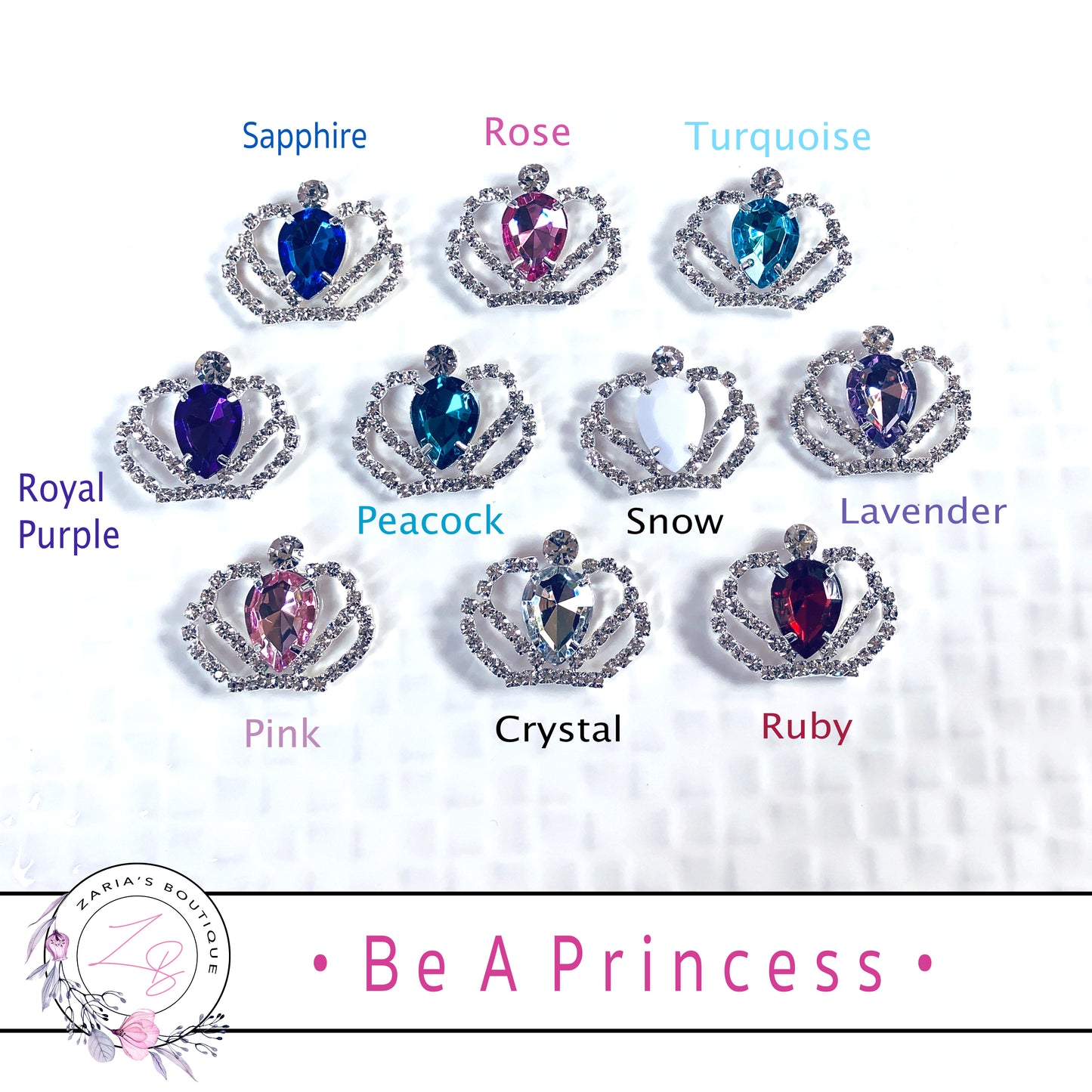 ⋅ Be A Princess ⋅ Crystal Tiara Crown Metal Flatback Embellishment