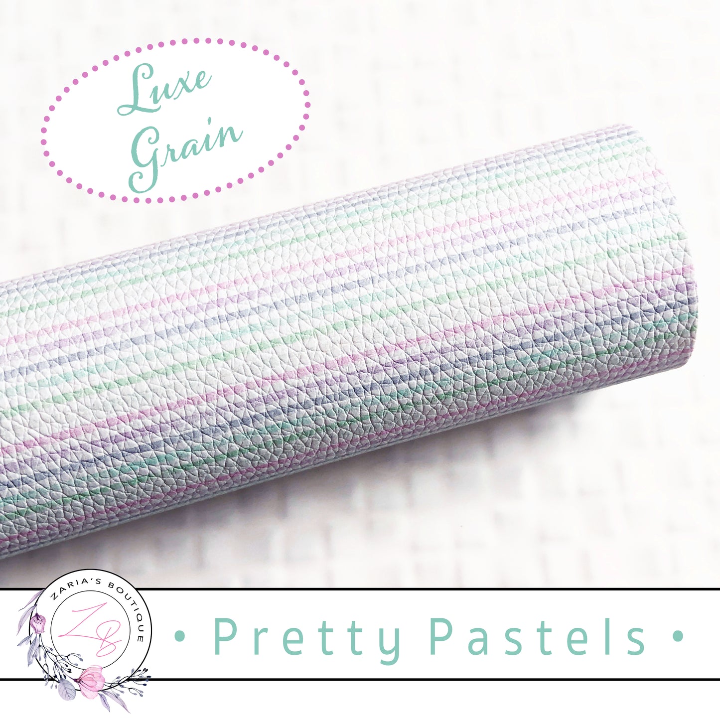 ⋅ Pretty Pastels ⋅ Pink Green Lavender Stripes ⋅ Custom Luxe Grain Vegan Faux Leather