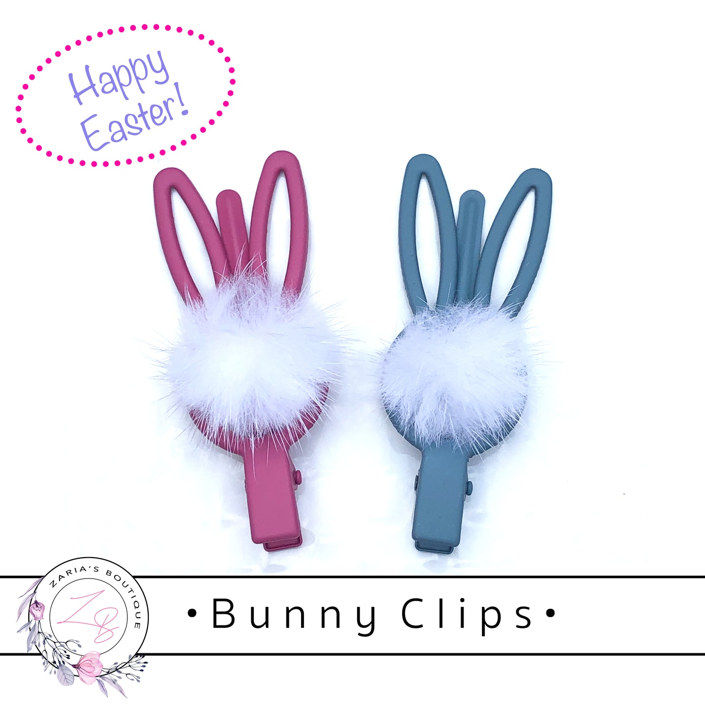⋅ Bunny Clips ⋅ Pink or Blue ⋅ Alligator Easter Rabbit Hair Clips ⋅