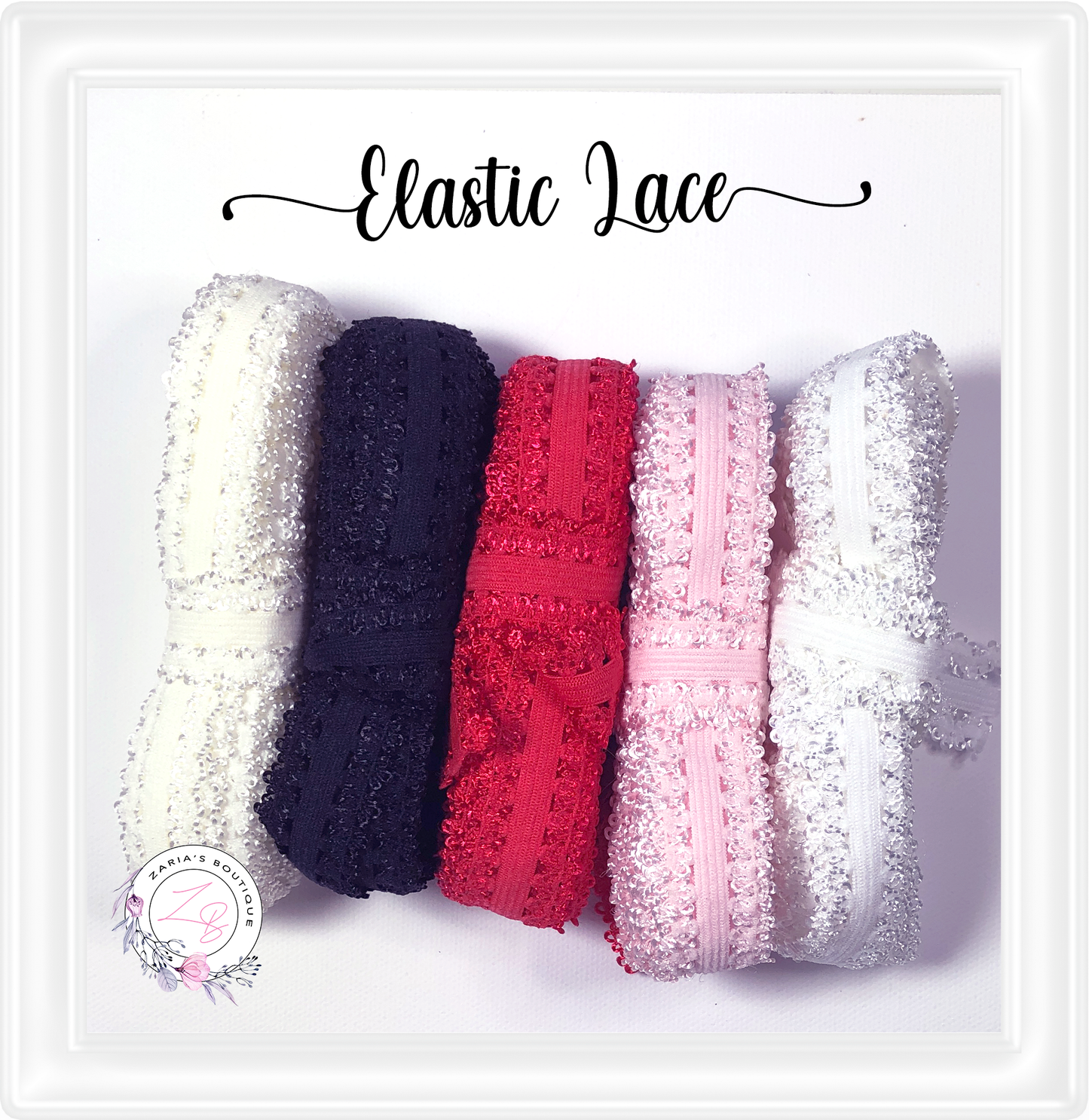 ⋅ Elastic Lace ⋅ 5 Colours ⋅ per Metre