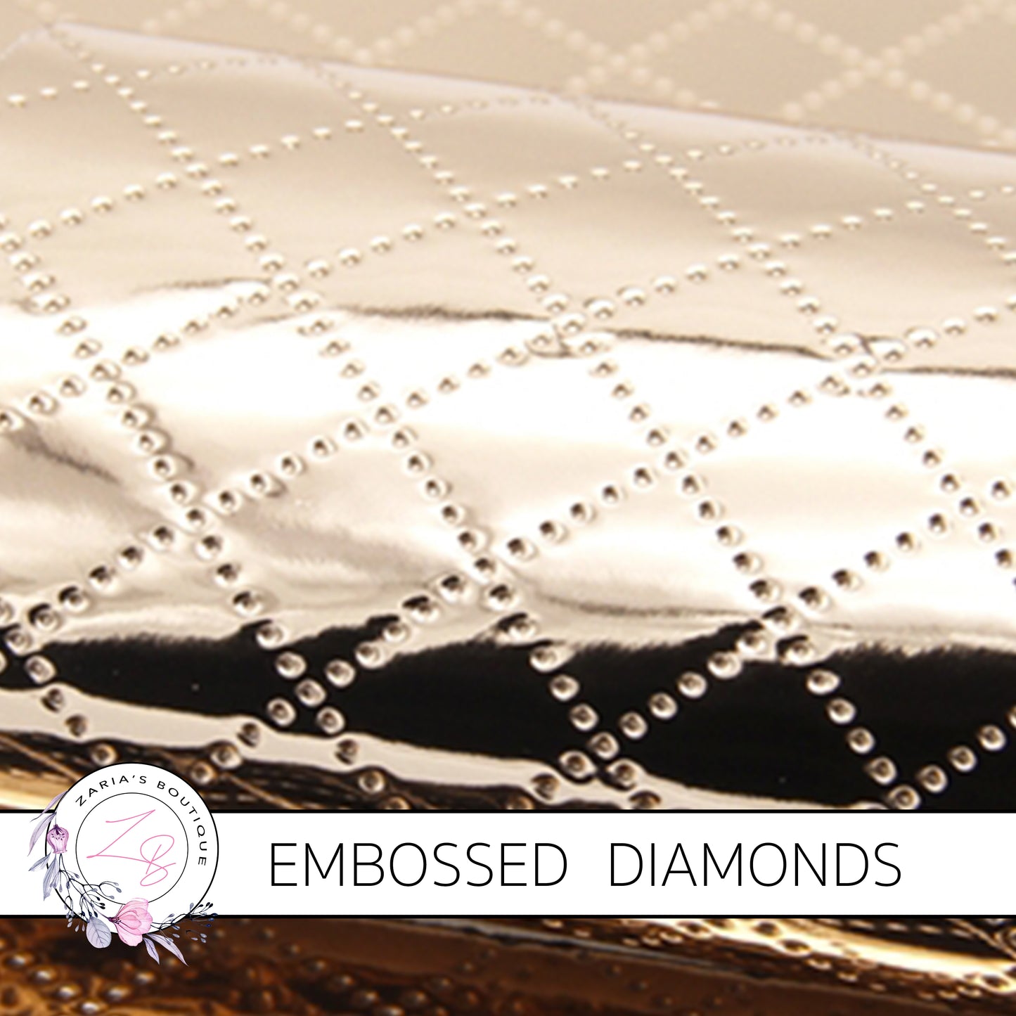 Embossed Diamonds ~ Gold ~ Faux Leather ~ 0.7mm